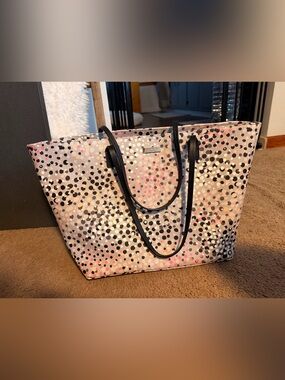 Kate Spade New York Confetti Dot Saffiano Tote Bag Ballroom Pink Grey Black